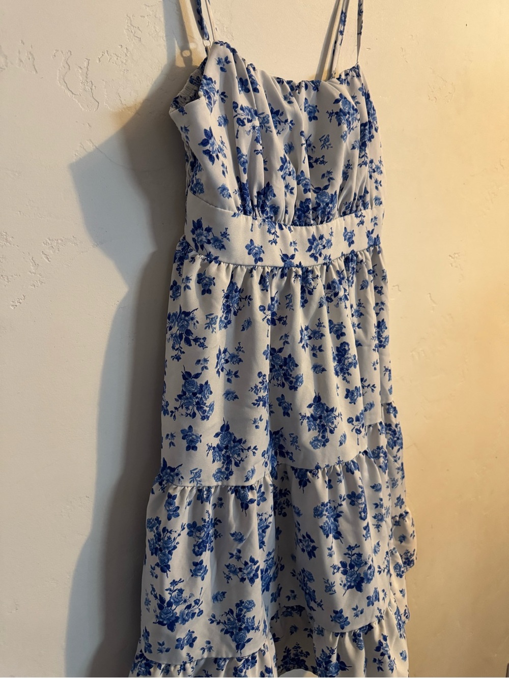 White Sundress with Blue Floral Print - Picture 4 of 4